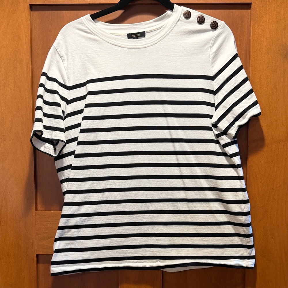 Massimo Dutti Black and White Striped Top